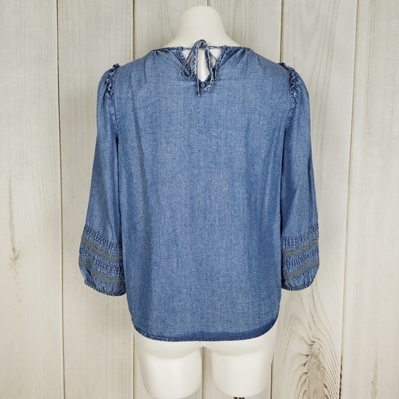 Lauren Conrad Chambray Blue Denim Blouse - Picture 3 of 13
